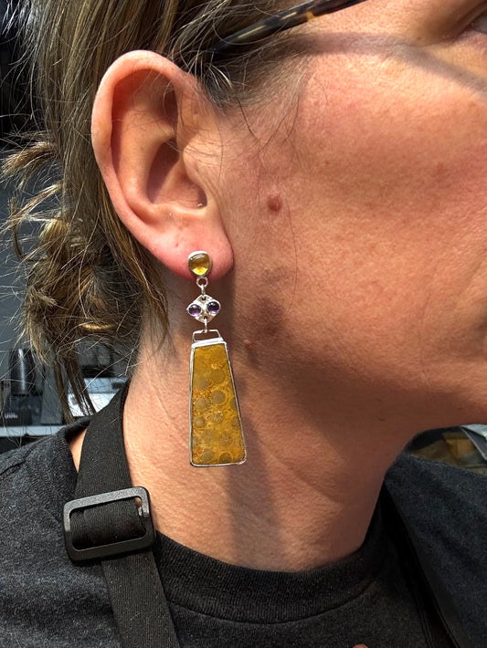 Fossilized Coral Earrings