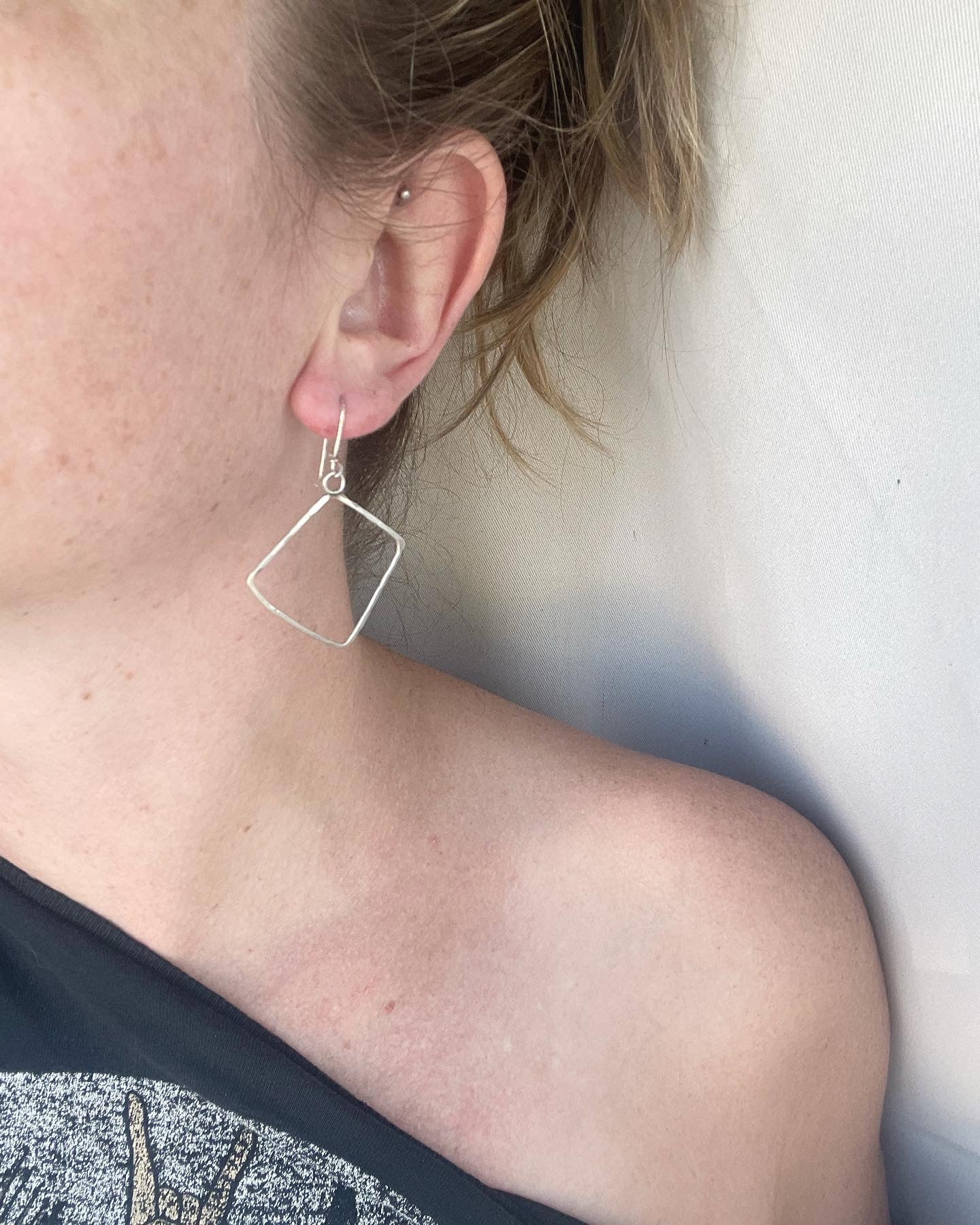 Hammered Square Earrings